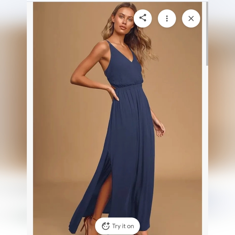Lulus Navy Gauze Dress